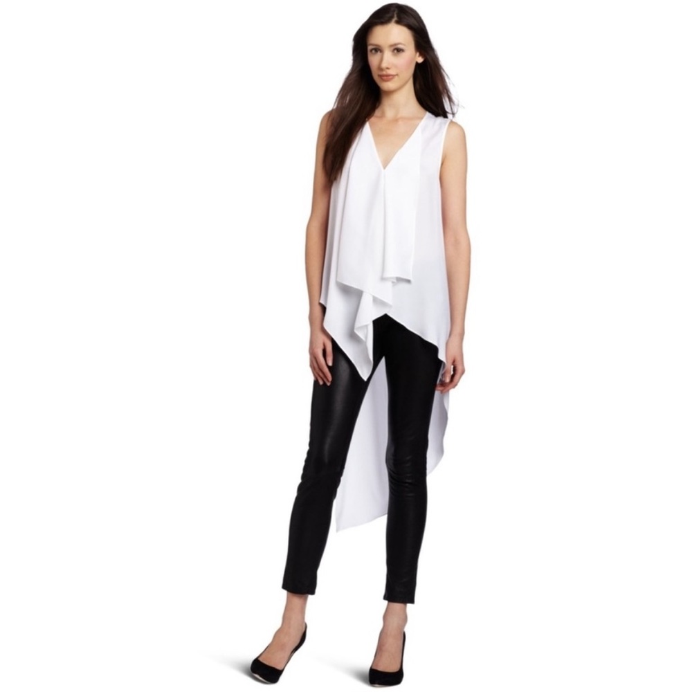 BCBG White Asymmetrical Blouse Size Small